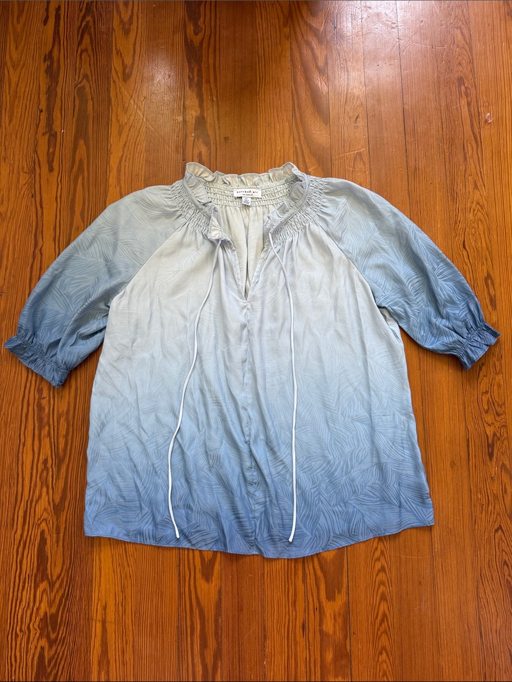 Current Air Blue Ombre Leaf Printed Blouse